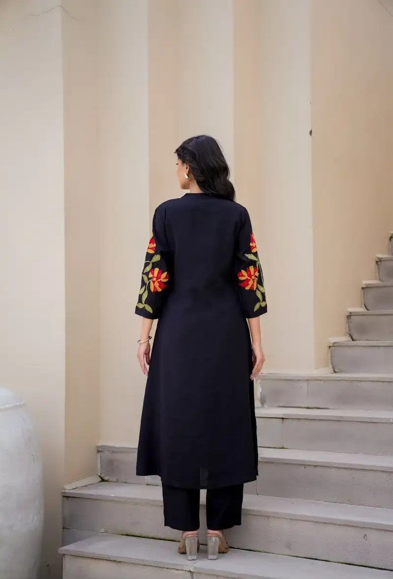 Midnight Whisper Silk Embroidered Co-ord