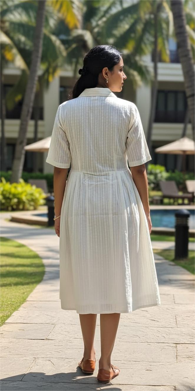 White Willow Embroidered Cotton Midi