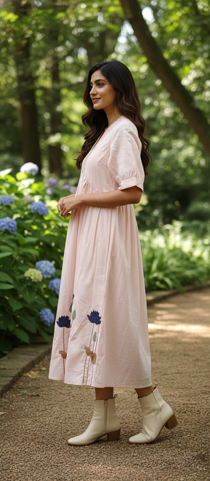 Lotus Grace Cotton Midi Dress