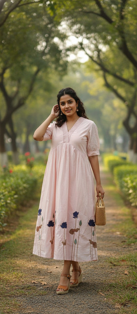 Lotus Grace Cotton Midi Dress