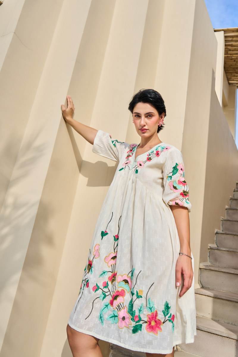 Avian Blossom Melody Cotton Embroidery